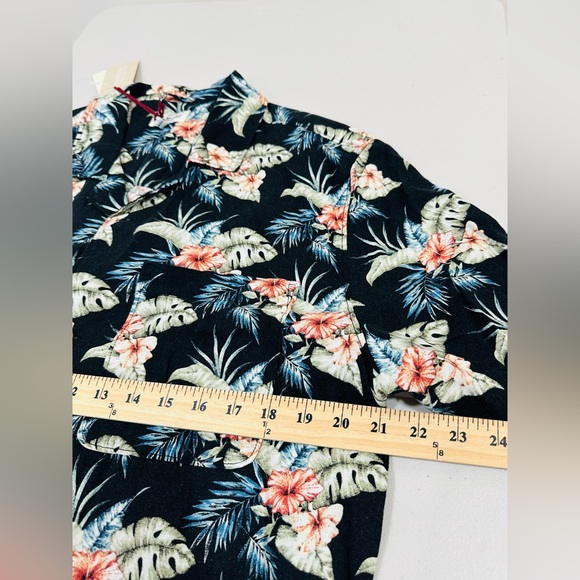 Jeremiah Linen Blend Black Floral Button Down Shirt Mens Size L Short Sleeve NWT - Picture 5 of 7